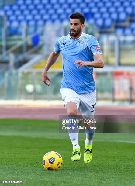 Mateo Musacchio of SS Lazio in action during the Serie A match between SS Lazio and UC Sampdoria at Stadio Olimpico on February 20, 2021 in Rome,...