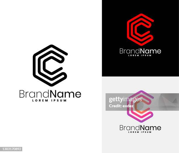 ilustrações, clipart, desenhos animados e ícones de conjunto de logotipo c - letra c