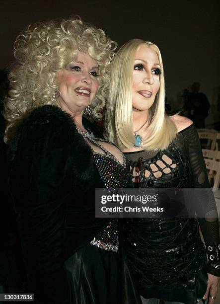 Dolly Parton and Cher look-alikes during Mercedes-Benz Fall 2005 L.A. Fashion Week at Smashbox Studios - Grey Ant - Front Row and Backstage at...