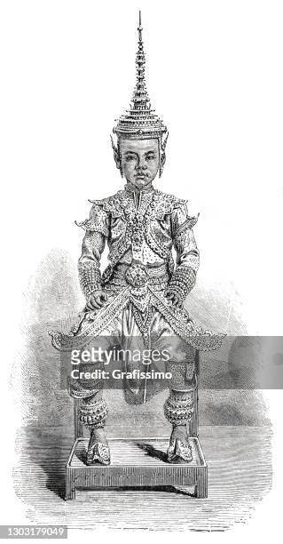 ilustraciones, imágenes clip art, dibujos animados e iconos de stock de príncipe de siam 1863 - príncipe persona de la realeza