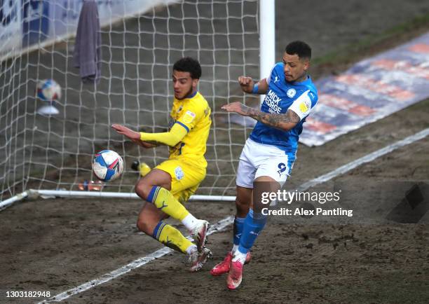 Jonson Clarke-Harris of Peterborough United scores their sides third goal during the Sky Bet League One match between Peterborough United and AFC...