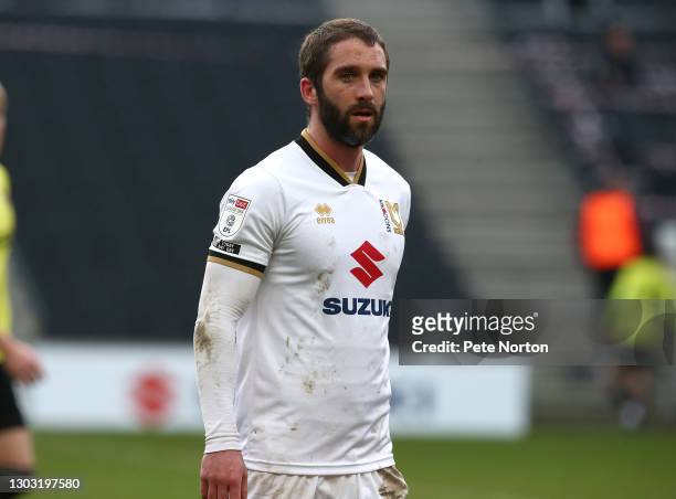 Will Grigg of Milton Keynes Dons in action during the Sky Bet League One match between Milton Keynes Dons and Northampton Town at Stadium mk on...