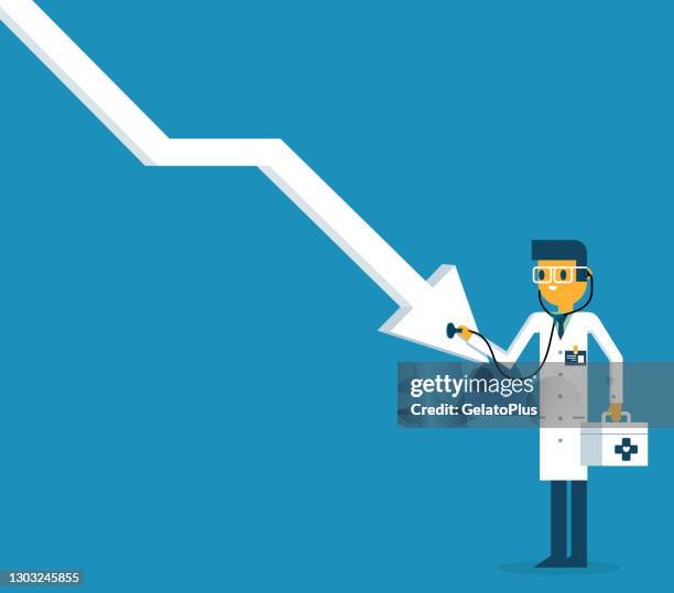 falling chart - doctor looking down stock illustrations