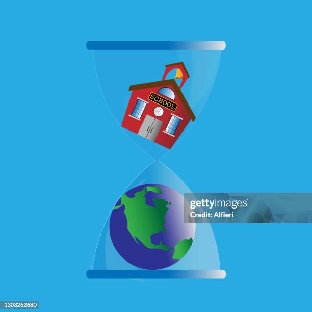 time for school - high school virtual learning stock illustrations