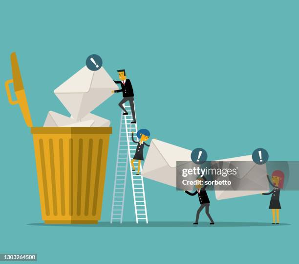 delete the email - wastepaper bin stock illustrations