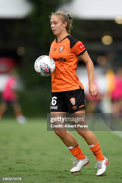 Jamilla Rankin of the Roar controls the ball during the round nine W-League match between the Brisbane Roar and the Perth Glory at Lions Stadium, on...