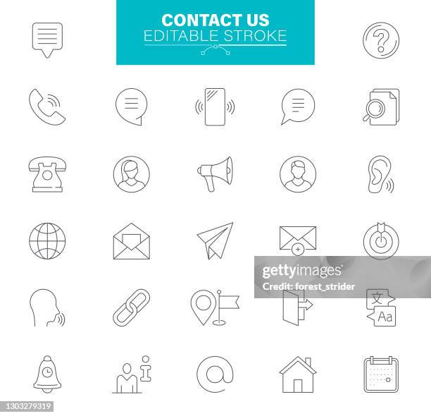 . the set contains icons as smartphone, messaging, globe, location, feedback, support, mail - contact us stock illustrations