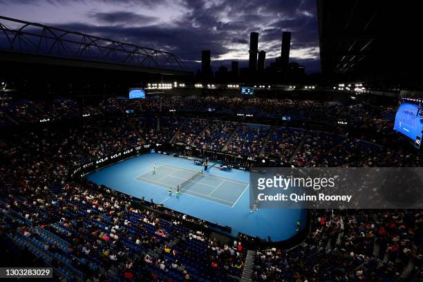 General view of Rod Laver Arena as Daniil Medvedev of Russia and Novak Djokovic of Serbia compete during their Men’s Singles Final match during day...