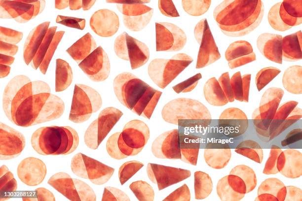 ham slices back lit pattern - cold cuts stock pictures, royalty-free photos & images