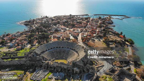 aerial view of side in antalya, turkey - antalya stock pictures, royalty-free photos & images
