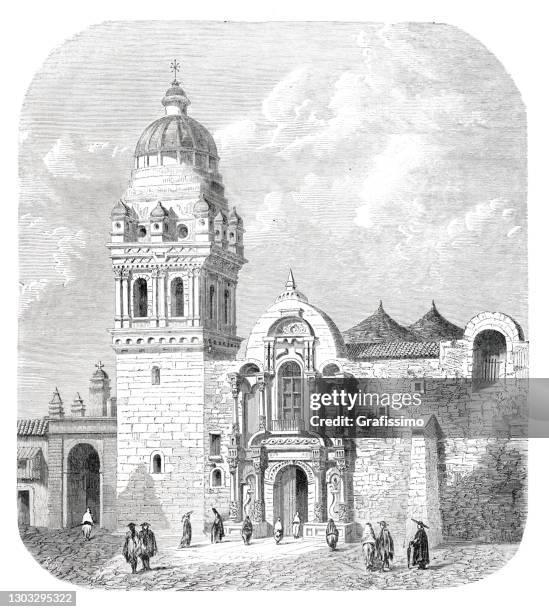 Kyrka I Cusco Basilikan La Merced 1863, Bildbanksbilder