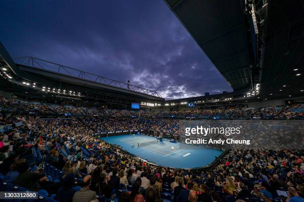 General view of Rod Laver Arena during the Men’s Singles Final match between Novak Djokovic of Serbia and Daniil Medvedev of Russia during day 14 of...