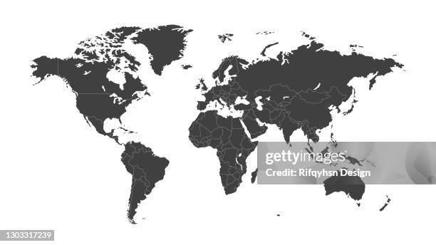 illustrazioni stock, clip art, cartoni animati e icone di tendenza di mappa del mondo dettagliata con i paesi - planisfero politico