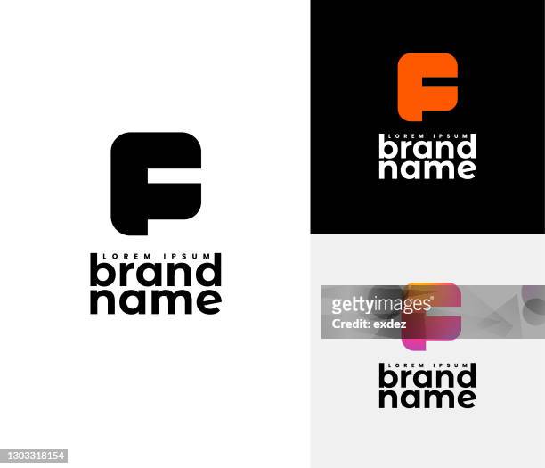 f logo set - letter f stock illustrations