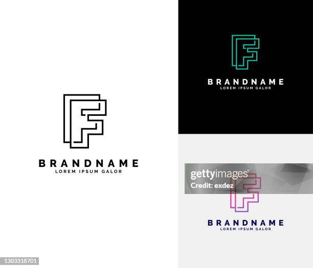 f logo set - letter f stock illustrations