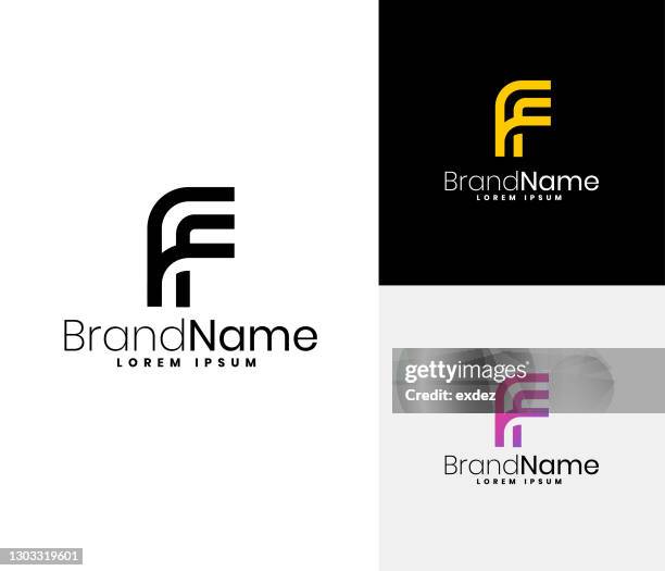 f logo set - letter f stock illustrations