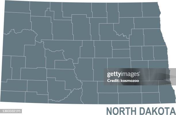 illustrations, cliparts, dessins animés et icônes de carte de base du dakota du nord comprenant des lignes de démarcation - dakota du nord