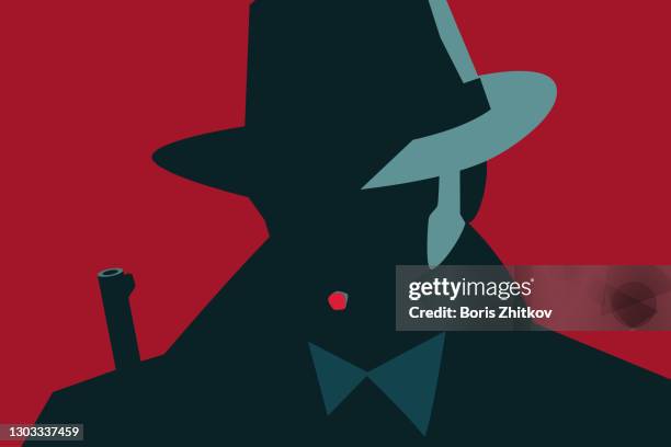 man holding gun and smoking cigar. - mob stockfoto's en -beelden