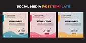 Social media post template. Set of Social media with color choice design. Vector illustration of Webinar invitation banner.