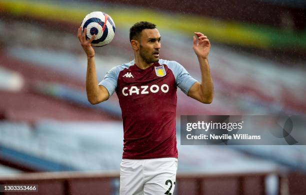 Ahmed Elmohamady of Aston Villa in action during the Premier League match between Aston Villa and Leicester City at Villa Park on February 21, 2021...