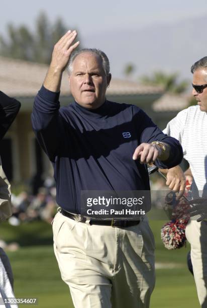 Conservative talk show host Rush Limbaugh wearing a Cochlear Ear implant Participates in the 47th Annual Bob Hope Chrysler Classic Pro Am January 18,...