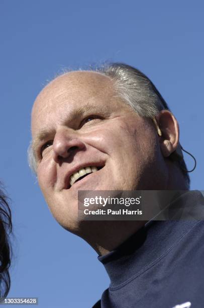 Conservative talk show host Rush Limbaugh wearing a Cochlear Ear implant Participates in the 47th Annual Bob Hope Chrysler Classic Pro Am January 18,...