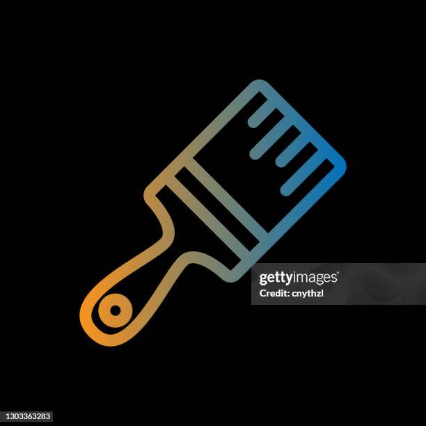 paint brush line icon, outline vector symbol - interior designer working stock illustrations