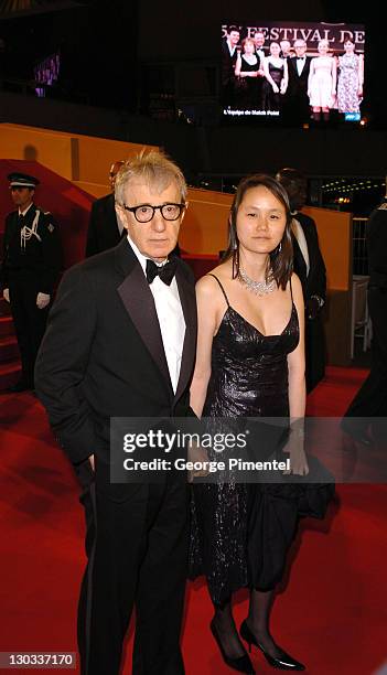 Woody Allen and Soon-Yi Previn during 2005 Cannes Film Festival - "Match Point" Premiere - Departures at Festival Du Palais in Cannes, France.