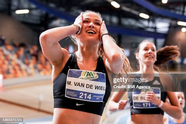Myke van de Wiel of The Netherlands of The Netherlands wins the 200m during the Dutch National Championships Athletics on February 21, 2021 in...