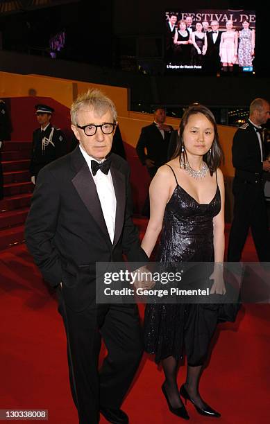 Woody Allen and Soon-Yi Previn during 2005 Cannes Film Festival - "Match Point" Premiere - Departures at Festival Du Palais in Cannes, France.