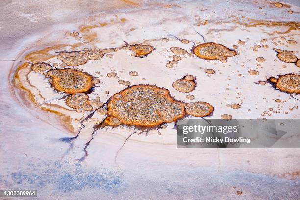 aerial view of kati thanda–lake eyre - lake eyre stock pictures, royalty-free photos & images