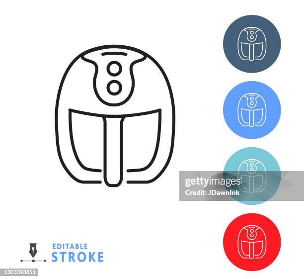 kitchen and cooking air fryer thin line icon - editable stroke - air fryer stock illustrations