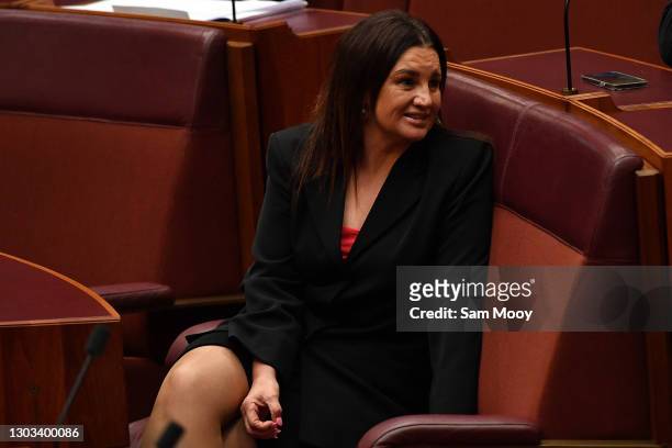 Senator Jacqui Lambie during a division in the Senate on February 22, 2021 in Canberra, Australia.