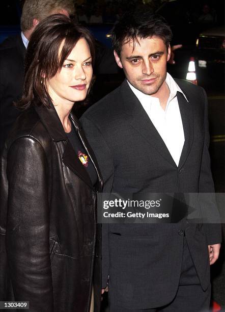 Actor Matt LeBlanc and fiancee Melissa McKnight arrive at the premiere of the new film "Charlie''s Angels" on October 22, 2000 in Hollywood, CA.