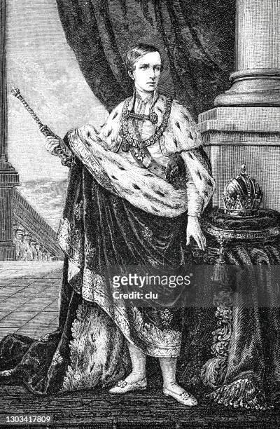 ilustraciones, imágenes clip art, dibujos animados e iconos de stock de emperador francisco josef i en el mes de coronación en 1848 - prince franz