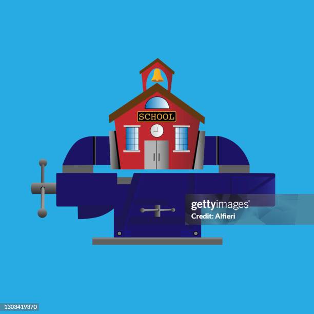 school being squeezed - teachers union stock illustrations