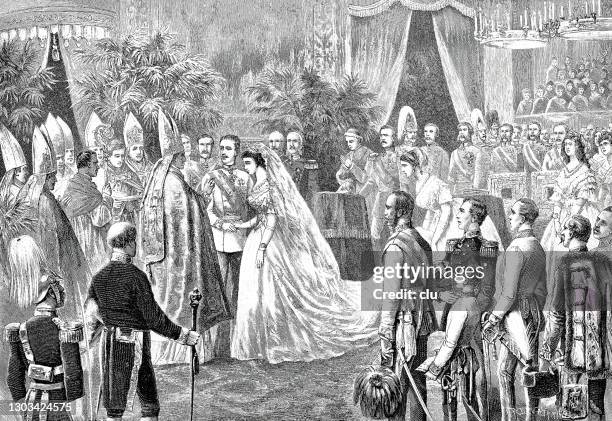 illustrations, cliparts, dessins animés et icônes de mariage de l’empereur françois-josef ier et de l’impératrice elisabeth d’autriche, le 24 avril 1854 - franz joseph i of austria