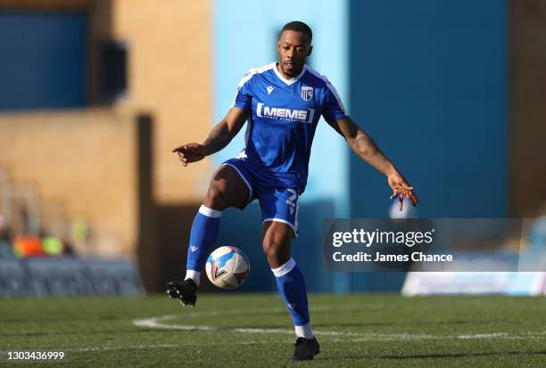 Ryan Jackson of Gillingham FC controls the ball during the Sky Bet League One match between Gillingham and Bristol Rovers at MEMS Priestfield Stadium...
