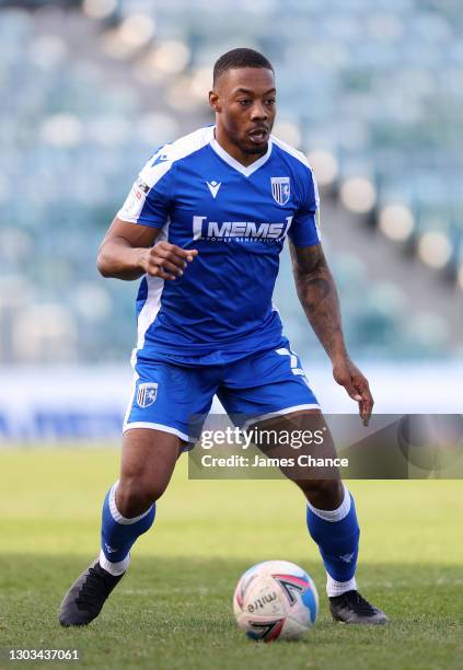 Ryan Jackson of Gillingham FC controls the ball during the Sky Bet League One match between Gillingham and Bristol Rovers at MEMS Priestfield Stadium...