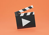 3d Render Clapperboard or Film Slate with Play Button