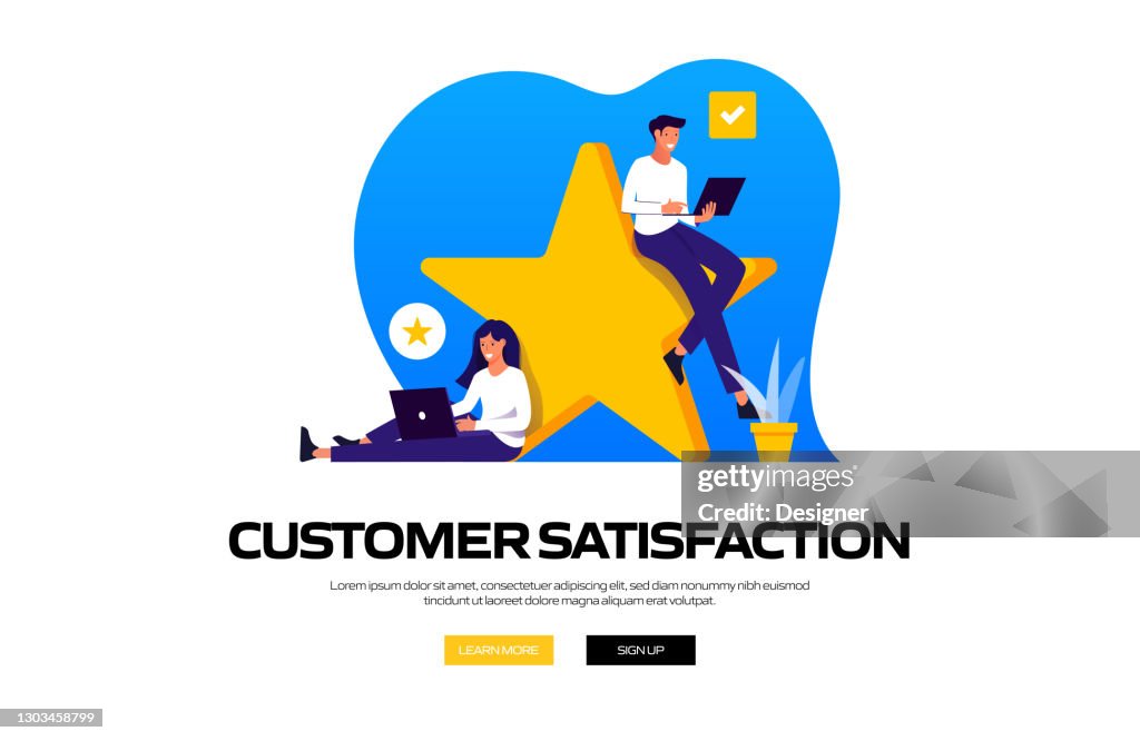 Customer Satisfaction Concept Vector Illustration for Website Banner, Advertisement and Marketing Material, Online Advertising, Business Presentation etc.