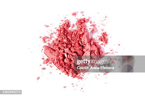 Crushed yellow eyeshadows. Swatches of decorative cosmetics isolated white background. Make-up concept. Trendy blush pastel pink color of the year Crushed yellow eyeshadows. Swatches of decorative cosmetics isolated white background. Make-up concept. Trendy blush pastel pink color of the year