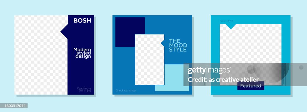 Social media frame template - Dark blue and Blue Color Concept
