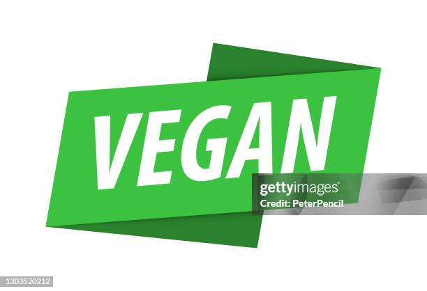 vegan - banner, speech bubble, label, ribbon template. vector stock illustration - plant based stock illustrations