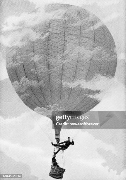 ilustrações de stock, clip art, desenhos animados e ícones de british royal engineers in a war ballon over south africa during the second boer war - 19th century - balão de ar quente