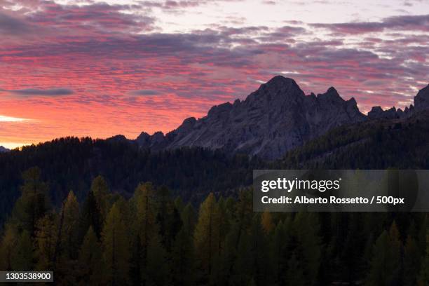 scenic view of mountains against sky during sunset,dolomiti,rocca pietore,belluno,italy - rossetto stock pictures, royalty-free photos & images