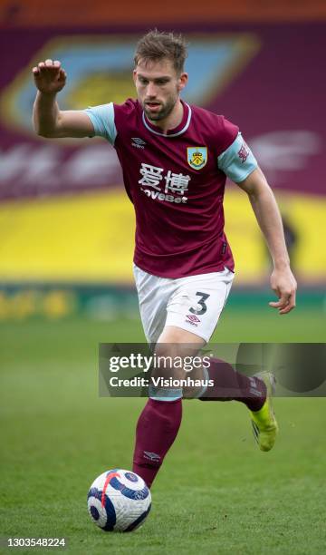 Charlie Taylor of Burnley in action during the Premier League match between Burnley and West Bromwich Albion at Turf Moor on February 20, 2021 in...