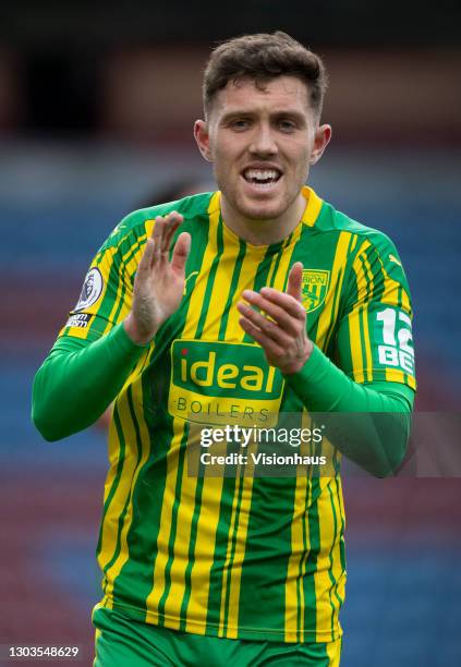 Dara O'Shea of West Bromwich Albion applauds a team mate during the Premier League match between Burnley and West Bromwich Albion at Turf Moor on...