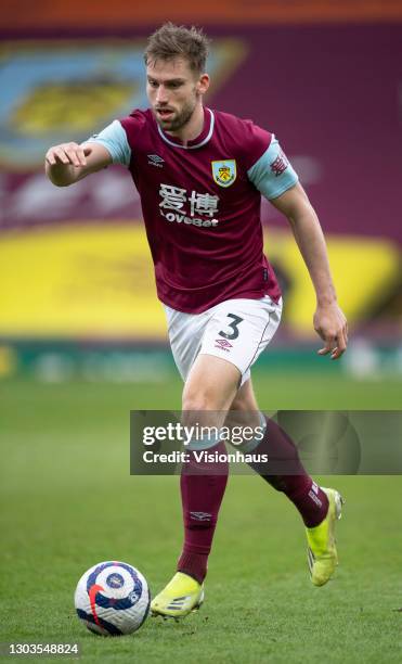 Charlie Taylor of Burnley in action during the Premier League match between Burnley and West Bromwich Albion at Turf Moor on February 20, 2021 in...