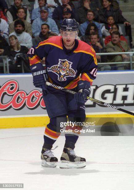 Pavel Bure of the Florida Panthers skates against the Toronto Maple Leafs during NHL game action on February 27, 1999 at Air Canada Centre in...